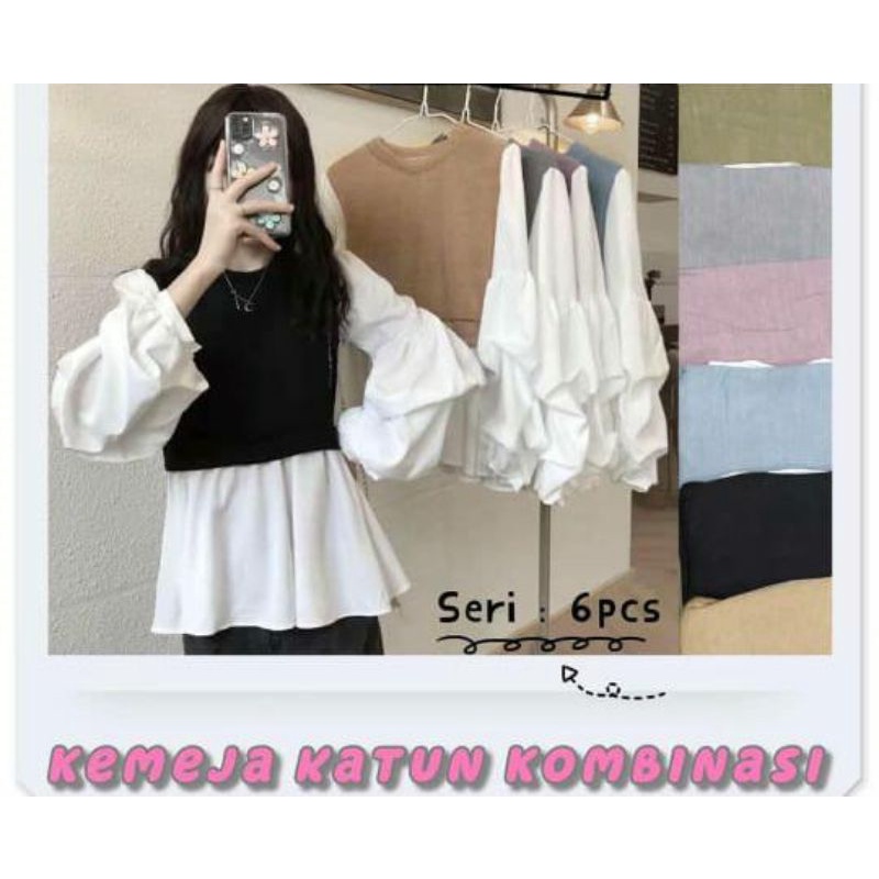 kemeja katun Kombi rajut premium by London girl