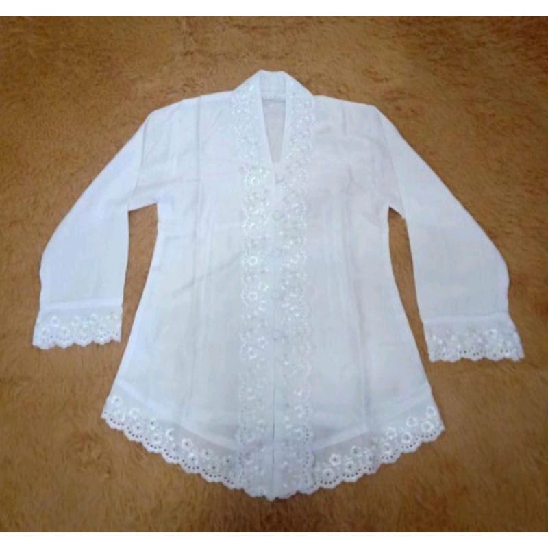 Atasan Kebaya anak putih bordir senada/ Seragam  kebaya sekolah / atasan Kebaya Anak Sekolah SD 100%