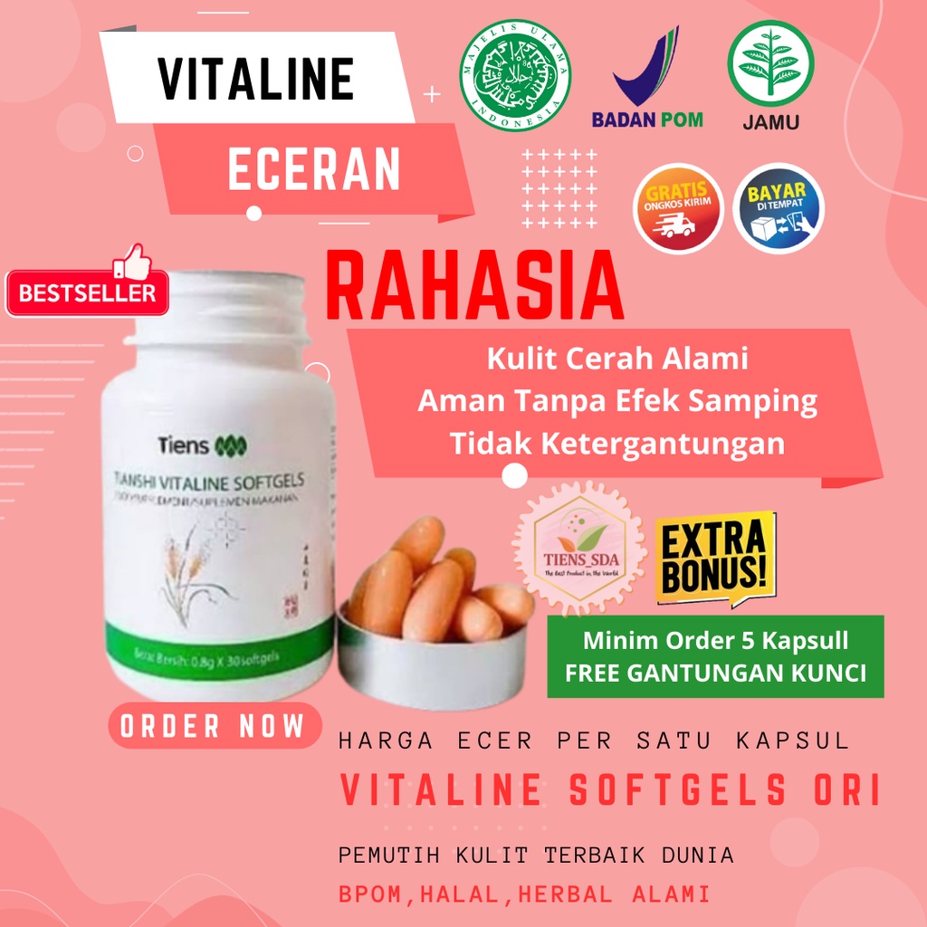 (ECERAN)1 KAPSUL Vitaline softgel tiens original PEMUTIH KULIT SELURUH TUBUH OXTERWHITE PEMUTIH HERB