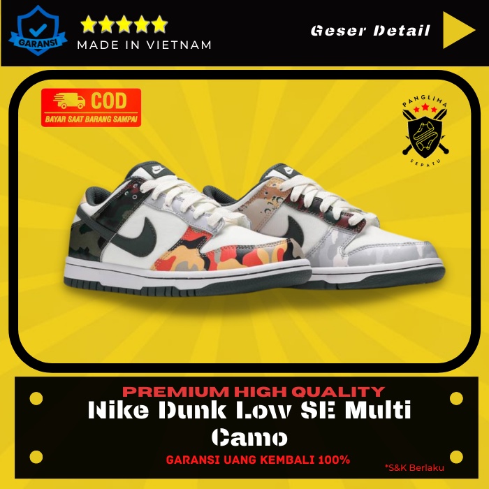 Sepatu Basket Nike Dunk Low SE Multi Camo Sneakers Pria Sneaker Fashion Import Premium Original