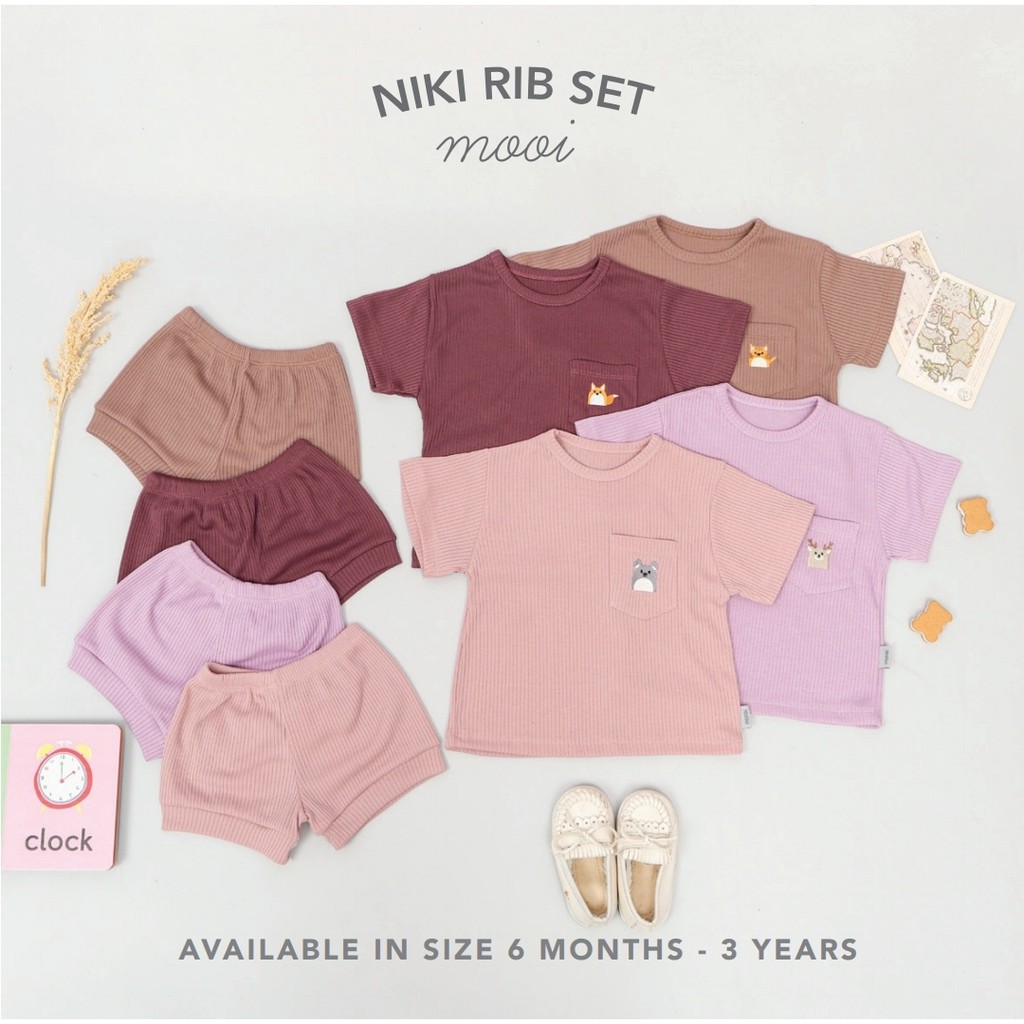 Mooi Setelan Anak Unisex Niki Rib Set CBKS