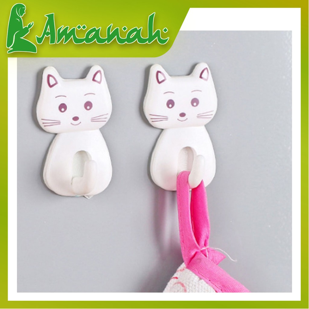 AS1629 Gantungan Hook Kitty isi 3 pcs / Gantungan Hook Tempel Serbaguna Motif Kucing Cat