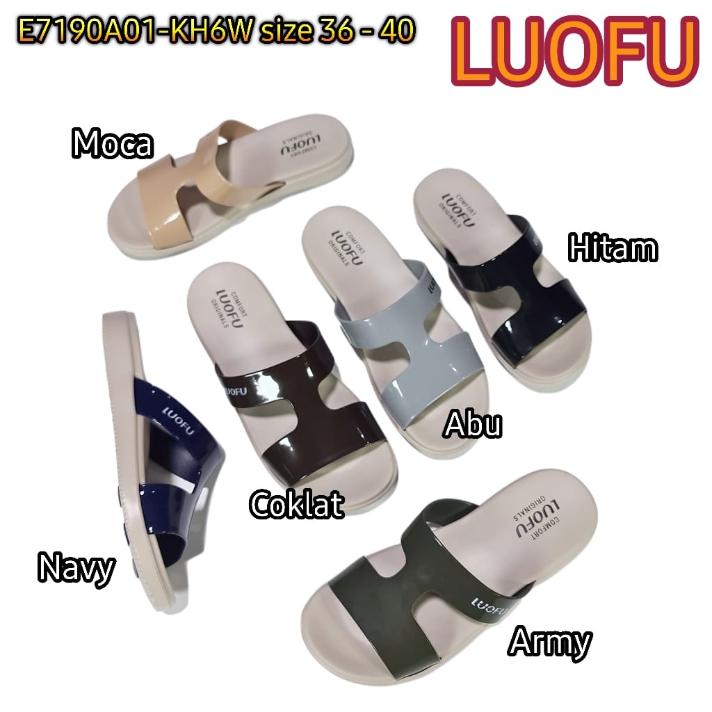 LUOFU ORIGINAL jelly sandal karet empuk murah selop wanita sendal import cewek E7190A01-KH6W