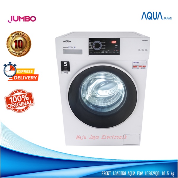 Mesin Cuci Front Loading AQUA FQW 105829QD Wave Drum 10.5 KG Garansi 10 Tahun Hijab Series INVERTER