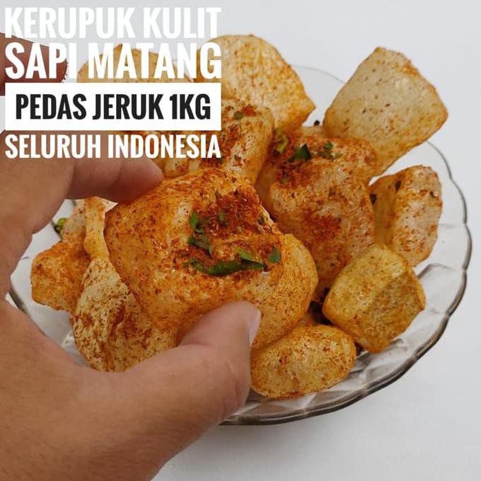 

Kerupuk Kulit Sapi Matang Rasa Pedas Daun Jeruk 1kg / Krupuk Rambak