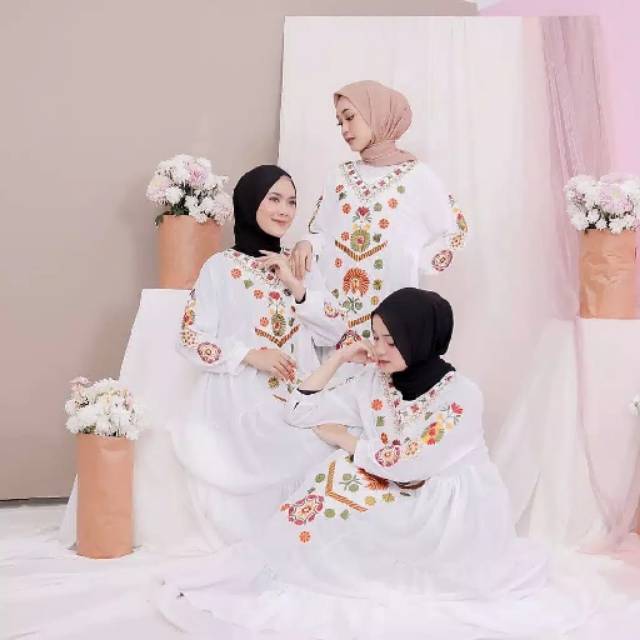 Fitri maxy bordir pakaian wanita dress fashion muslim