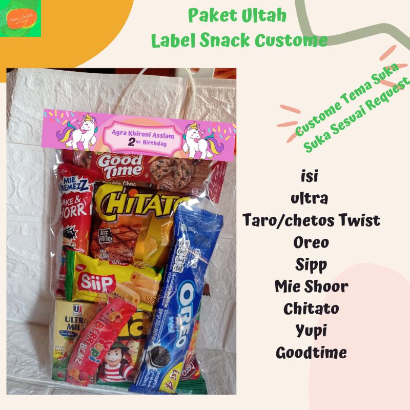 Paket Ulang Tahun Anak /Label Custome Snack Ultah Anak/Snack Ulang Tahun Label Custome