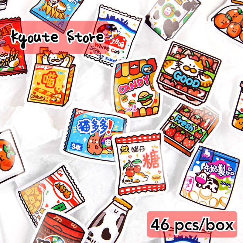 

46 pcs Sticker Dekorasi Fancy Snack Food Milk Country Scrapbook DIY Bujo Journal Diary School