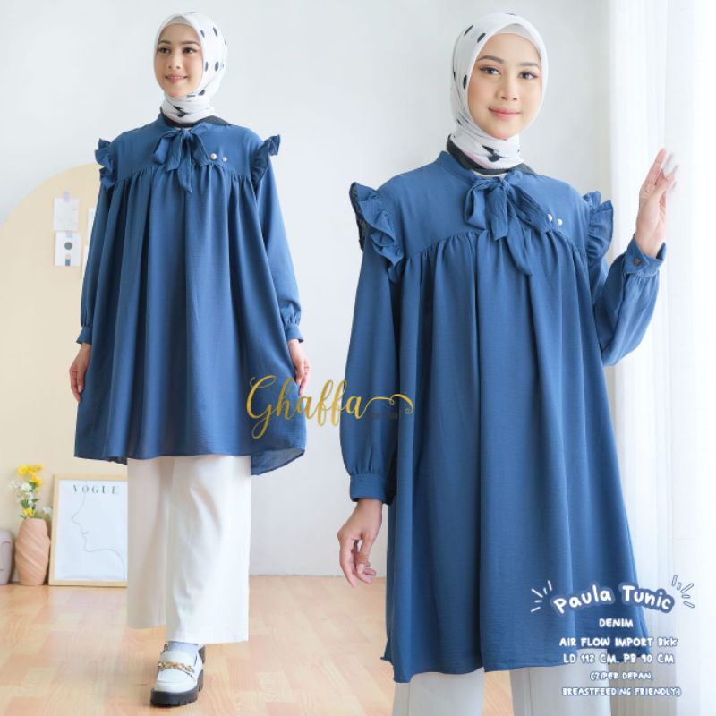 PAULA TUNIC BY GHAFFA THE LABEL (TUNIK MUSLIMAH) Tunik wanita polos rekomended