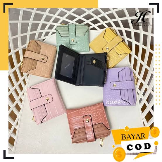 Genie Wallet Jimshoney Dompet Kecil Wanita Mini Lipat Cewek Original Kulit Croco Branded Lucu Warna 