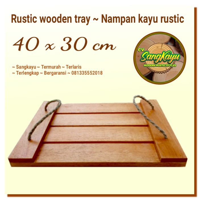 Nampan nampan kayu rustic wooden tray 40x30 cm nampan saji kayu unik