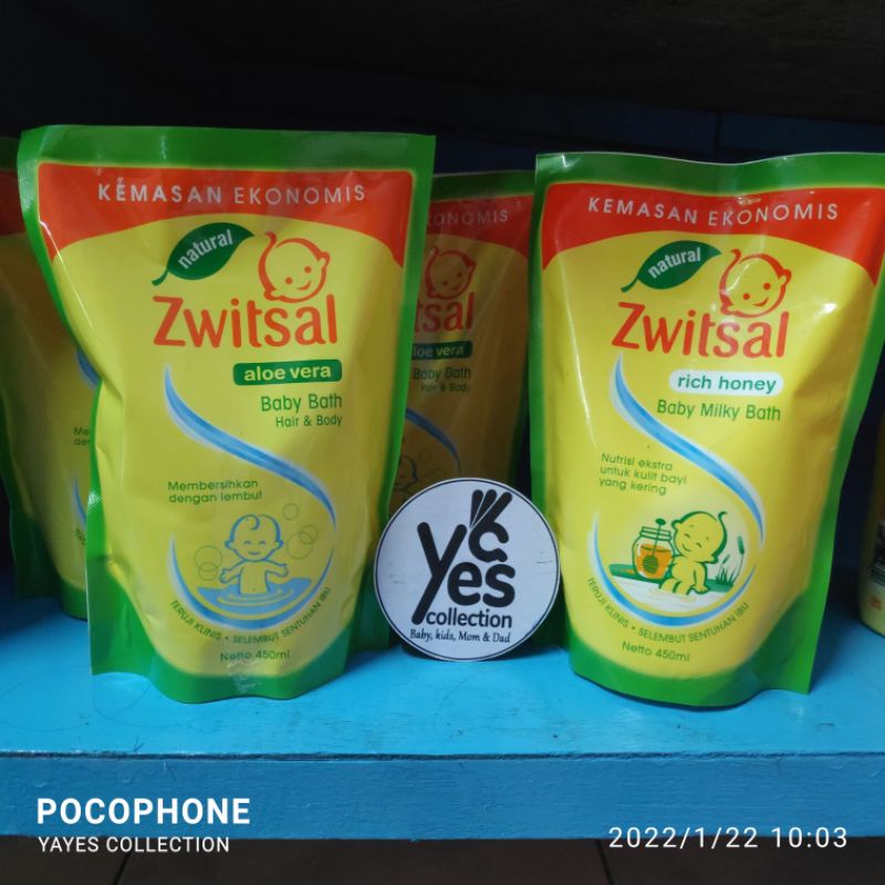 Zwitsal 450 ml refill baby bath hair and body sabun cair bayi aloe vera lidah buaya switsal