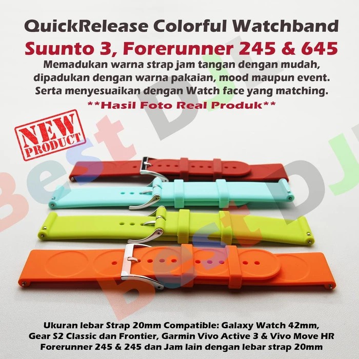 Strap 20mm Suunto 3 Garmin Forerunner 245 645 Galaxy Watch 42mm