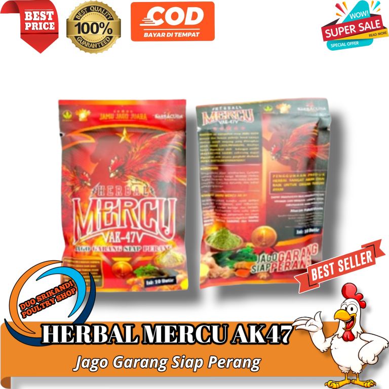 JAMU AYAM HERBAL MERCU AK 47 bungkus an - meningkatkan kemampuan berlaga isi 10 butir