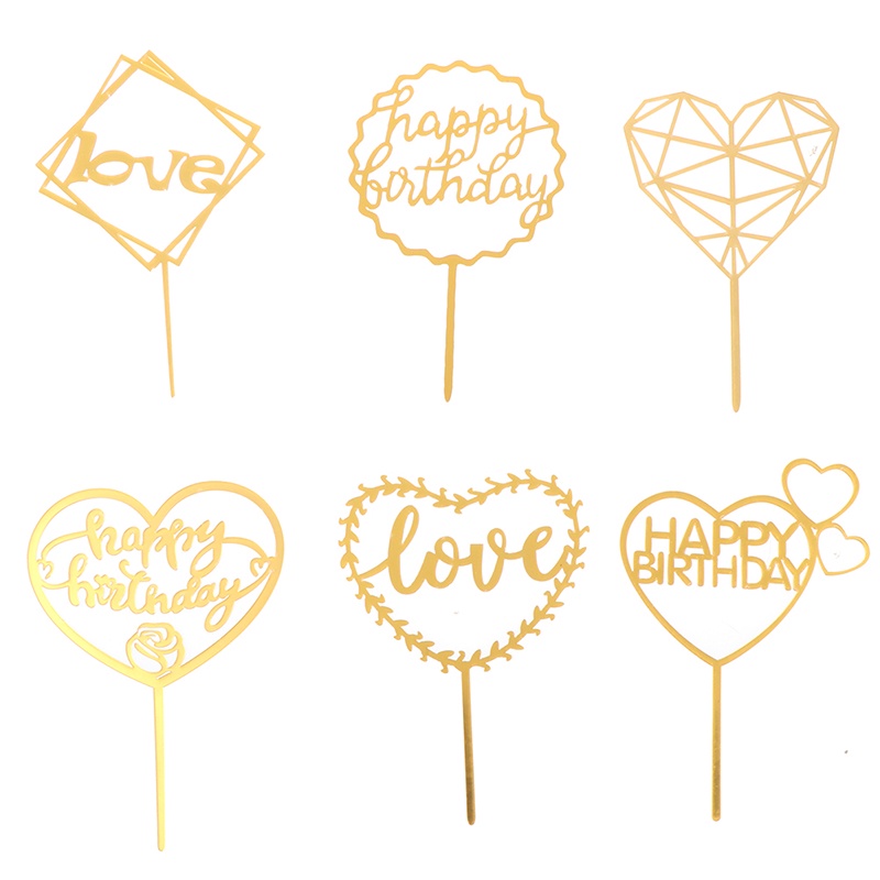 10pcs Topper Kue Desain Happy Birthday Bahan Akrilik Untuk Dekorasi Pesta