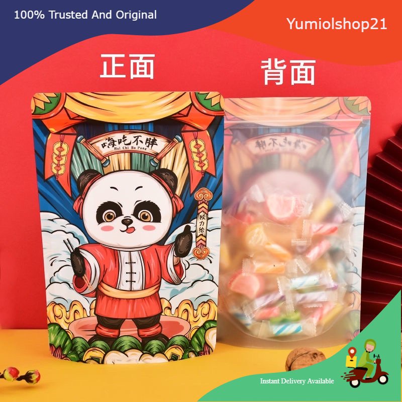 Plastik Zipper bag motif PANDA lucu standing pouch kekinian | zipper bag lucu imut