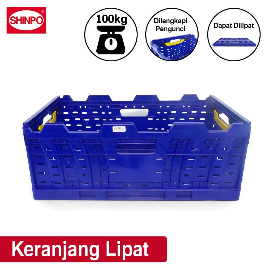 60x40x20 Box Container Shinpo 147 BISA DI LIPAT / KERANJANG INDUSTRI SERBAGUNA / KERANJANG BUAH ROTI