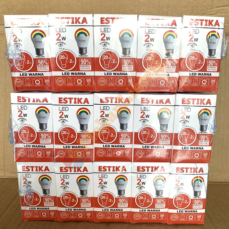 LAMPU ESTIKA LED HIAS CAFE BOHLAM LAMPU TIDUR WARNA WARNI BIRU MERAH KUNING PUTIH WARMWHITE HIJAU SUPER TERANG