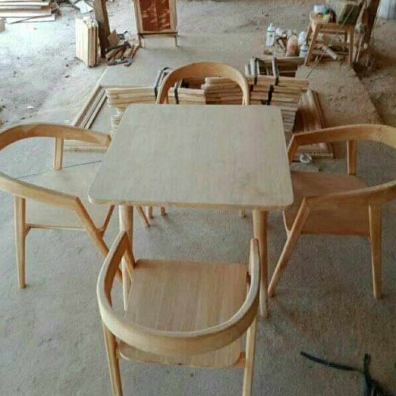 meja cafe meja makan meja teras UK 80 x80 kayu jati minimalis retro