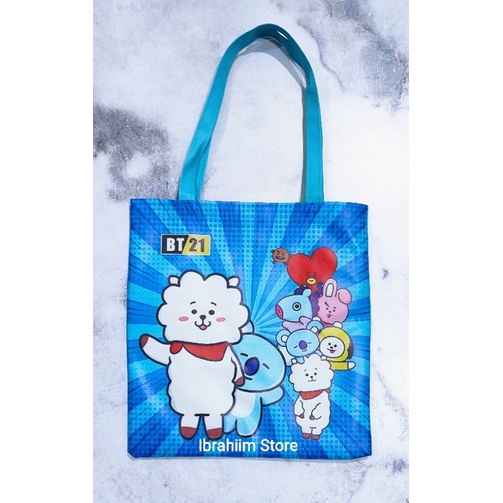 (ISI 12 PCS) TAS ANAK PEREMPUAN BTS BT21 / TAS ANAK KARAKTER / TAS NGAJI / TAS MENGAJI ANAK