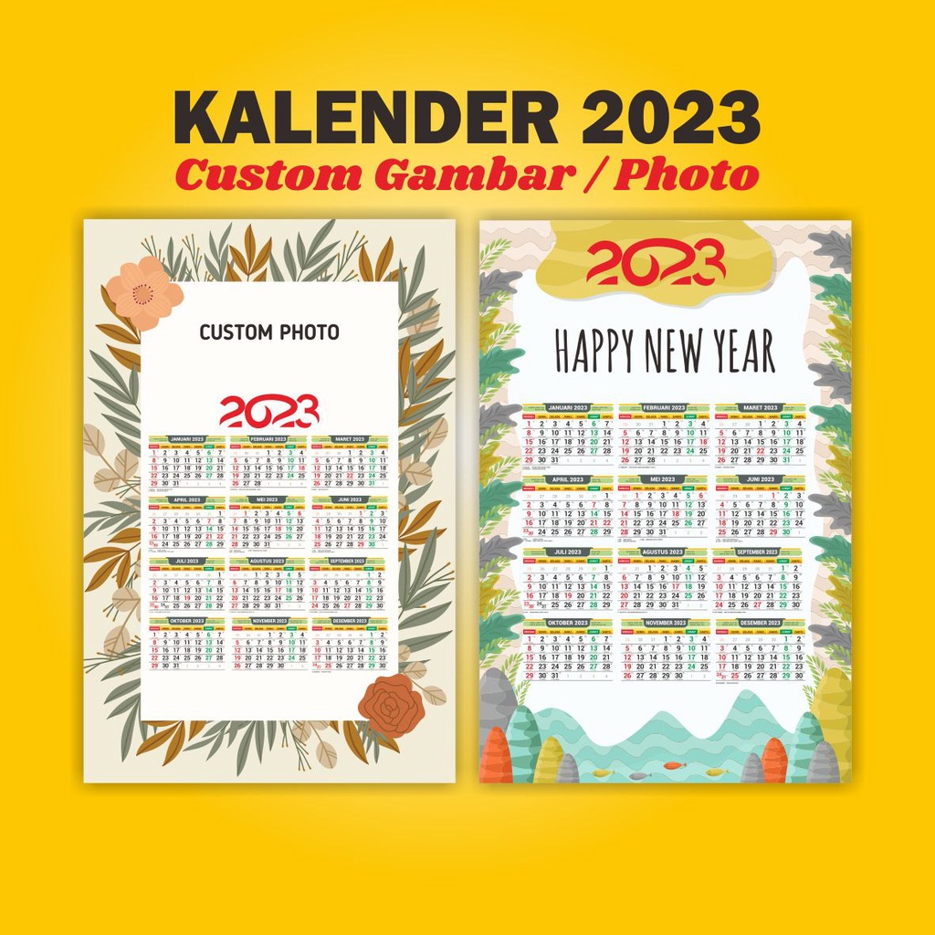 Cetak KALENDER AESTETIC - kalender poster - kalender dinding - kalender 2023 custom masehi dan jawa