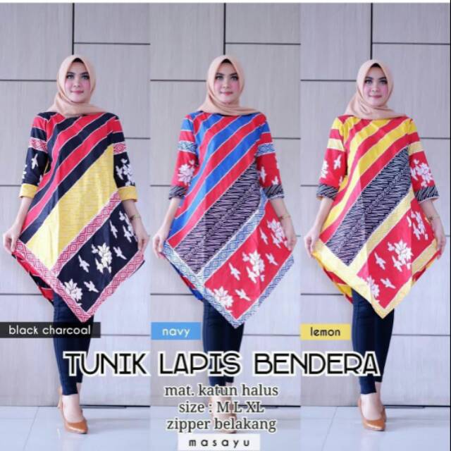 REAL PICT Tunik Batik Lapis Bendera // WijoyoBatik