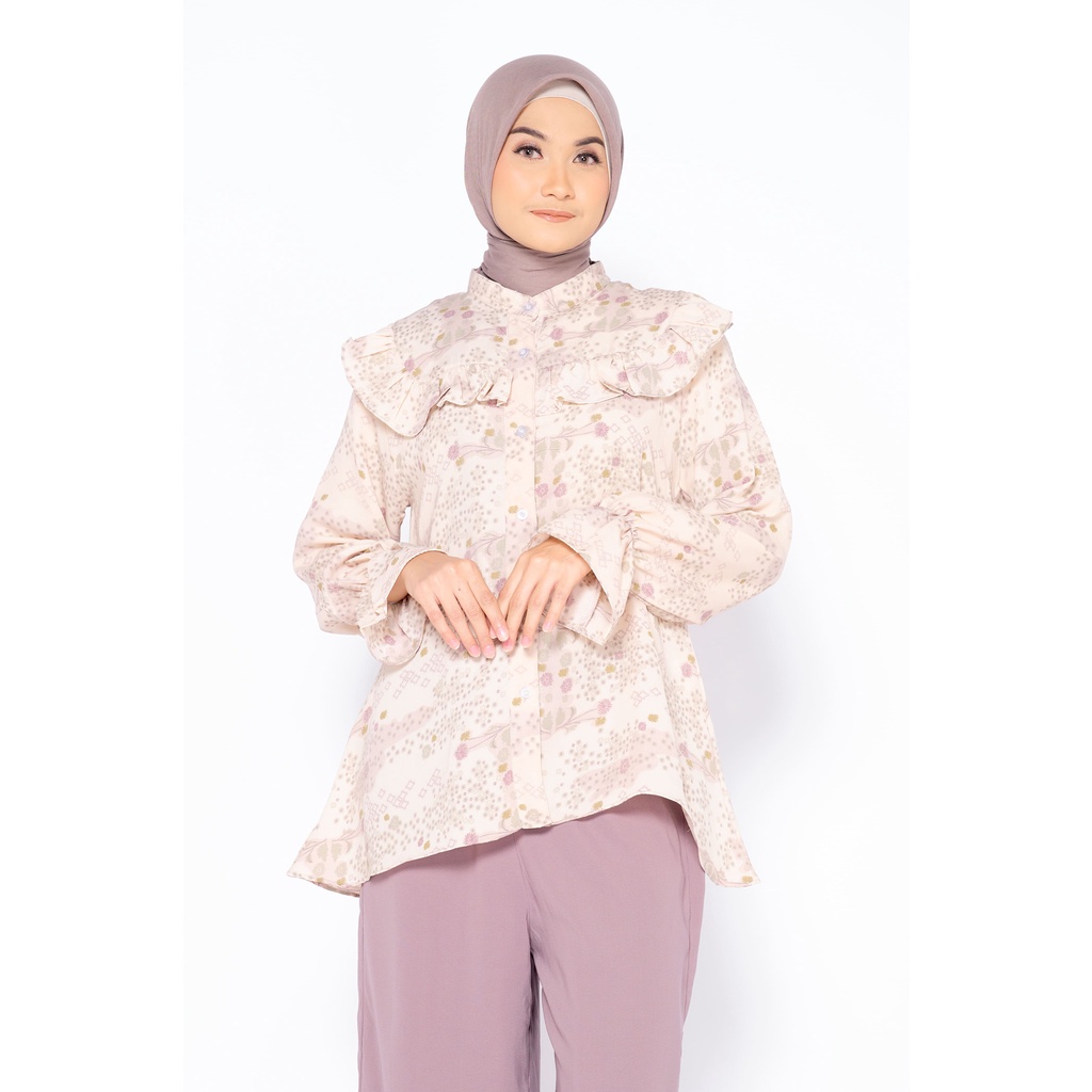 Clearance Sale - ZM Zaskia Mecca - Azura Sepia Blouse - Romansa Khatulistiwa - Edisi Bunga Kadupul