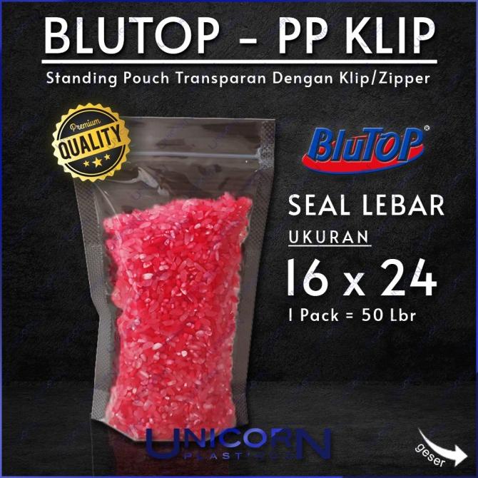 PLASTIK STANDING POUCH LEBAR BLUTOP 16X24