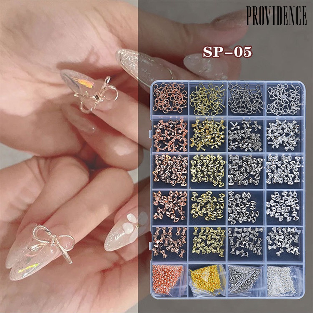 Providence 24Grids/Box Flat Back Nail Rhinestones DIY Easily Stick Mixed Colorful AB Nail Art Glitter Decorations for Manicure