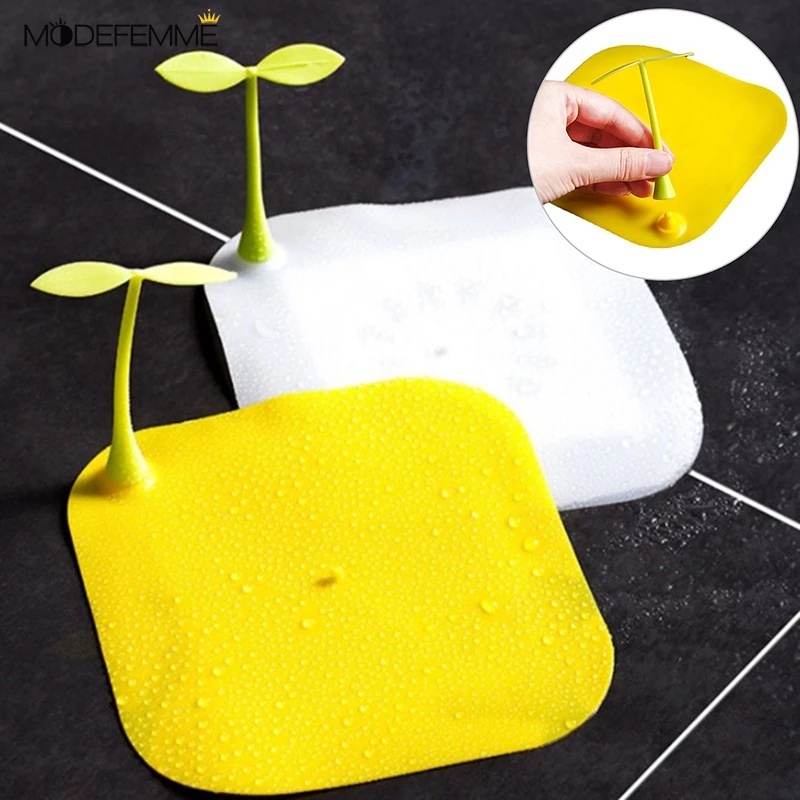 1PC 15*15cm Thicken Cute Bean Sprouts Silicone Floor Drain Mat / Bathroom Deodorant Insect-proof Seal Cover Deodorant Pad for Kitchen,Bathroom