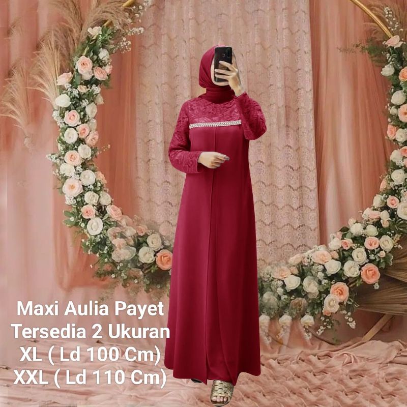 Gamis Perempuan Dewasa Terbaru Maxi Aulia Payet Matt Moscrepe Ukuran Jumbo Model Kekinian Good qualty premium