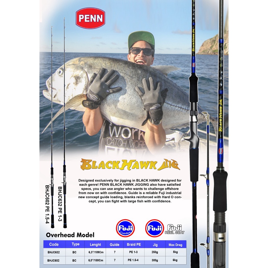 Joran PENN BLACK HAWK JIG OH (Overhead) Jigging BHJC 602 632 PE 3 / 4