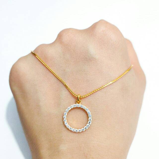 Kalung Model Ring Permata Elegant Emas Asli