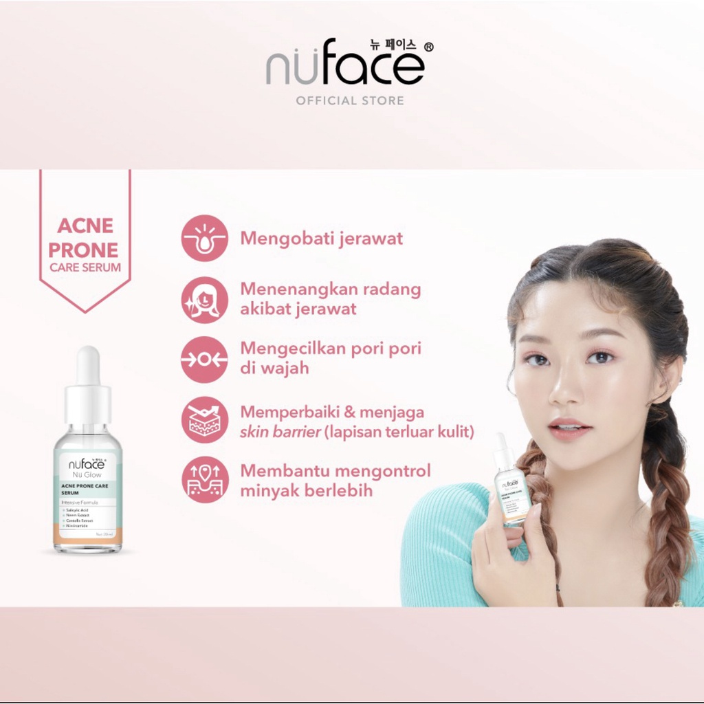 Nuface Nu Glow Face Serum 20 mL BRIGHTEN &amp; SUPPLE / ACNE PRONE CARE / HYDRA LOCK