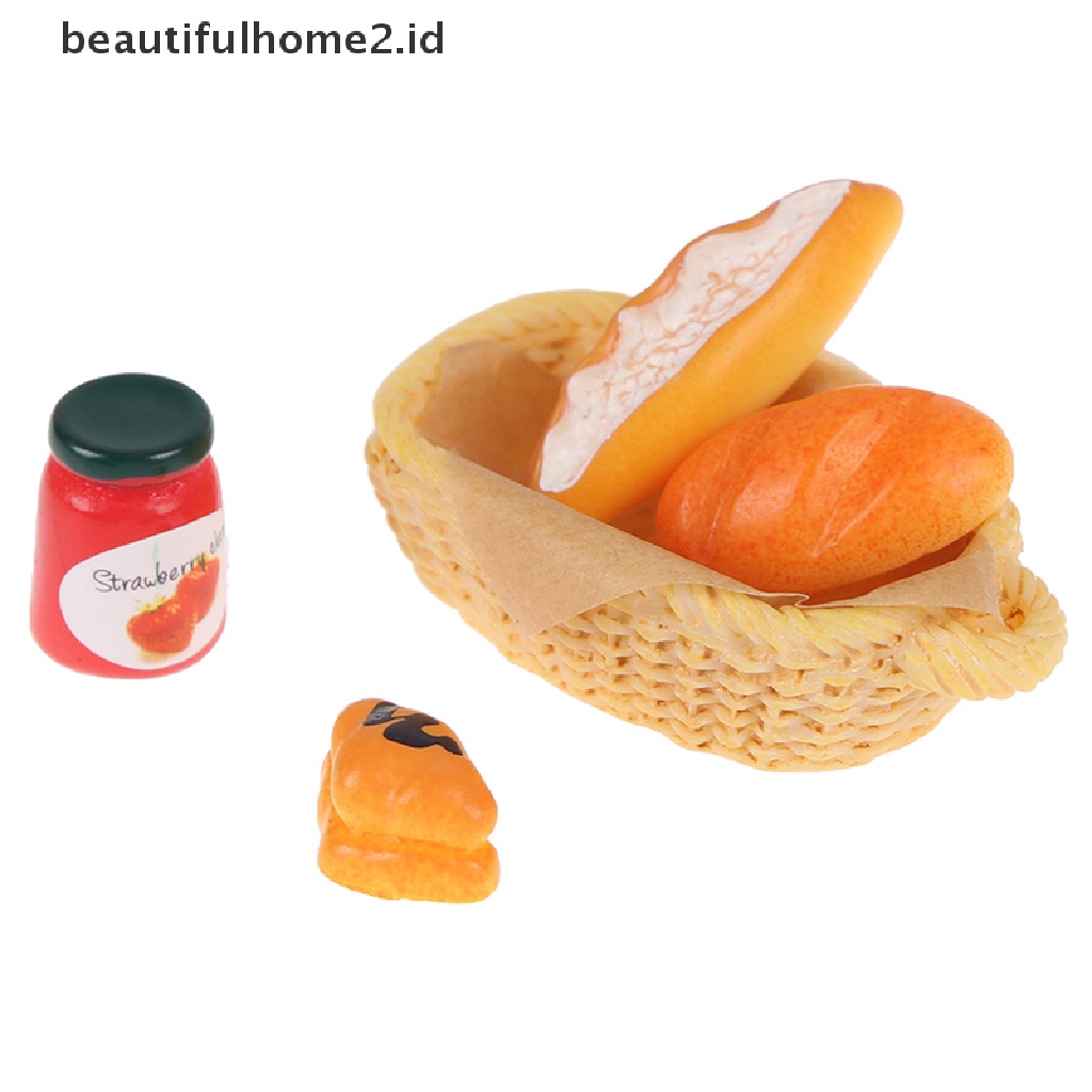 Beautifulhome2.id 1 Set Miniatur Keranjang Selai / Roti Aksesoris Rumah Boneka 1: 12