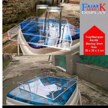 nampan gelas akrilik/display kotak serbaguna/