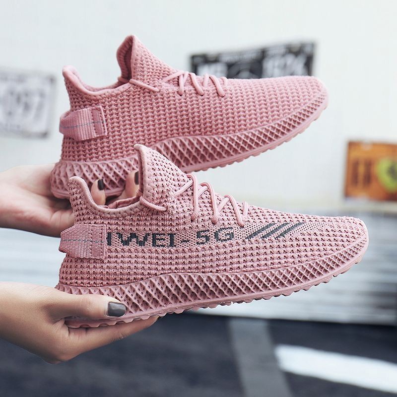 Sepatu Sneakers Wanita Tanpa Tali Model Sport untuk Lari Ukuran Ready Kuning Merah muda