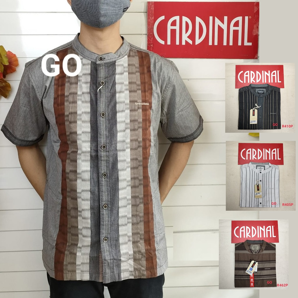 BB M CARDINAL KEMEJA KOKO Taqwa Baju Muslim Salur Pakaian Pria Original Lengan Pendek Kekinian