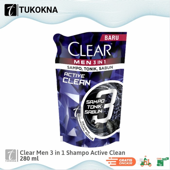 Clear Men 3 in 1 Sahmpo Active Clean 280ml