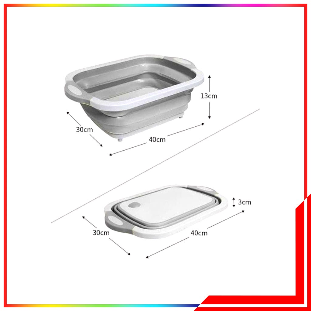 Talenan Baskom Lipat 3 In 1 Multifungsi Tirisan Buah Sayur Anti Slip