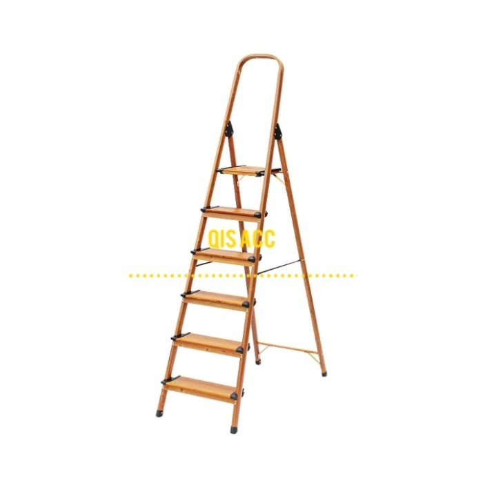Krisbow Tangga Lipat Aluminium 6 Wide Step Motif Kayu