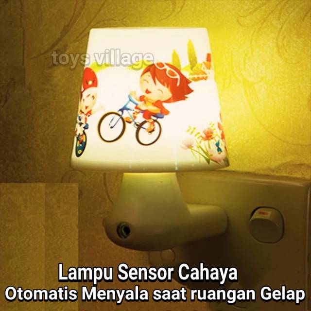 Lampu Tidur LED Sensor Cahaya Hemat energi Lampu Malam Kamar Anak Laki Laki Cowok Lampu Dinding