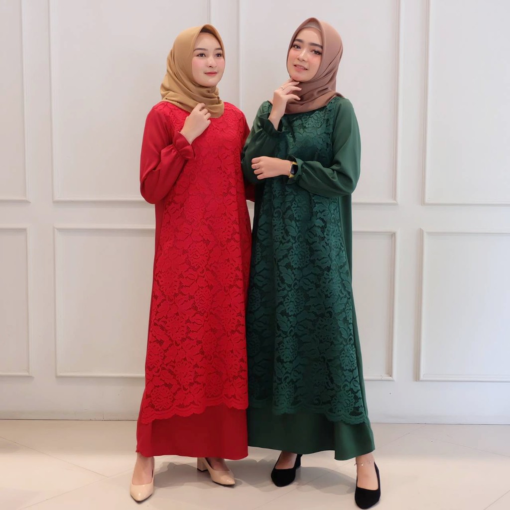 Gamis freya brukat maroo / hijau botol / lavender maxi / gamis termurah / Terbaru / Promo / brukat