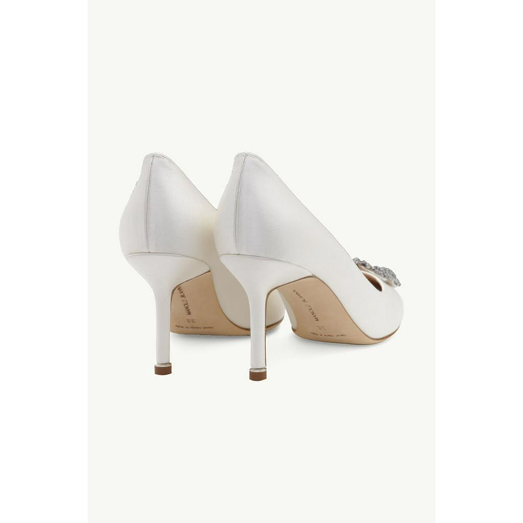 Ma nolo Blah nik Hangisi 7cm Heels Pumps with Dark Crystal Cream Satin