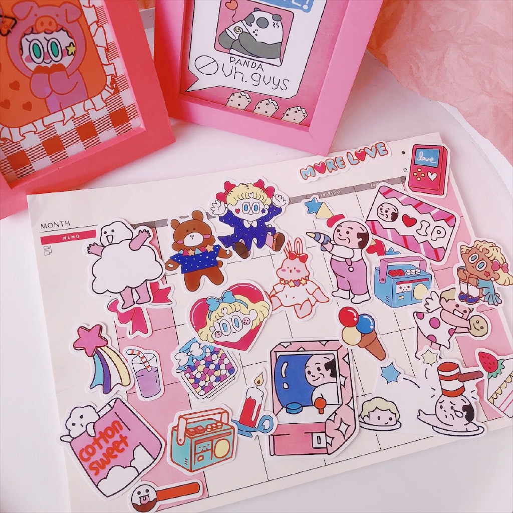 Stiker Gambar Kartun Lucu Gaya Korea Untuk Buku Catatan Diary