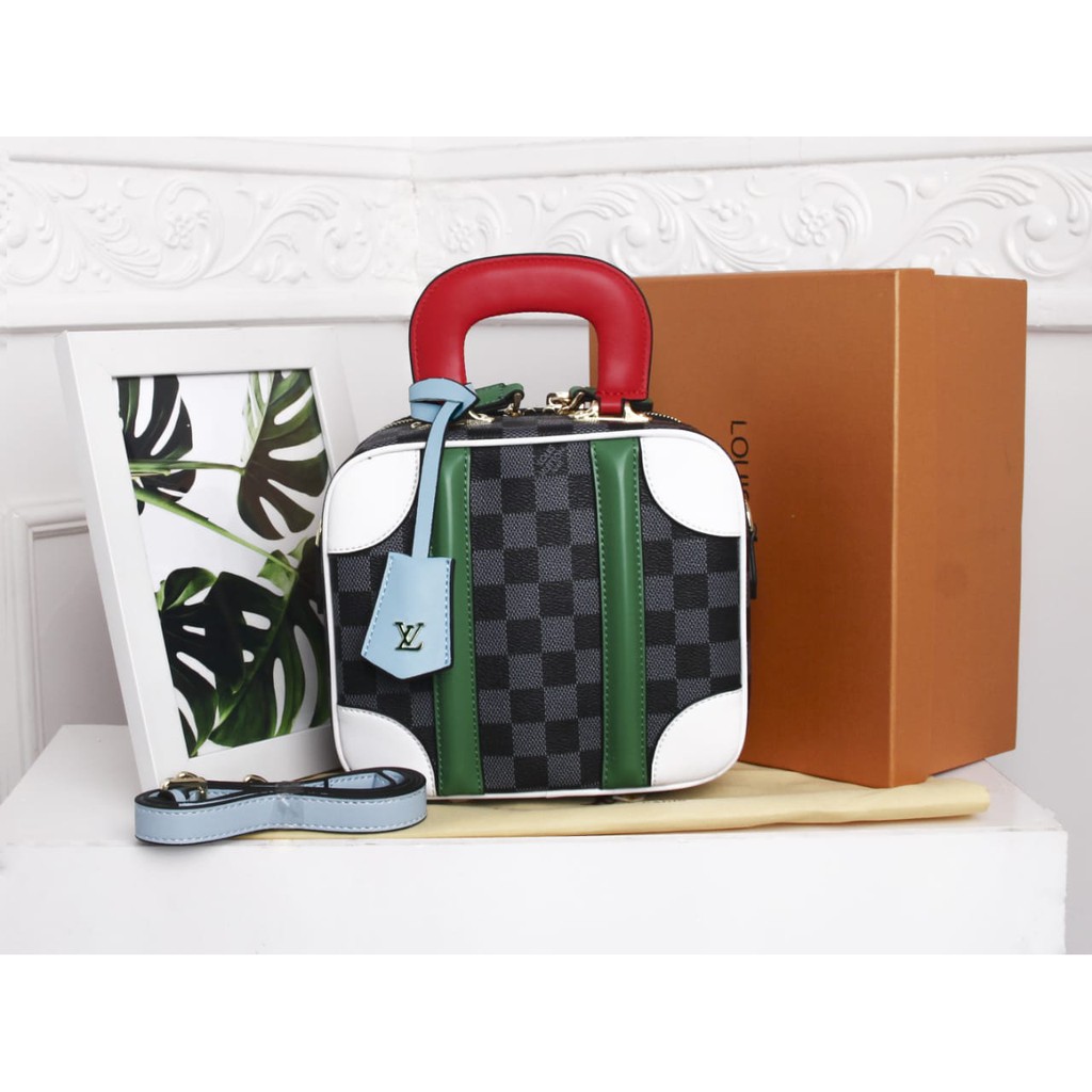 SUPPLIER TAS TERMURAH Tas LV Luggage Mini Canvas Waterproof GRAPHITE Box M55524