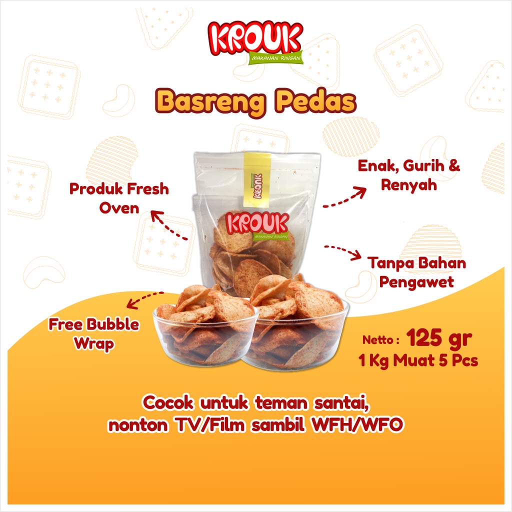 

Krouk Snack Basreng Bakso Goreng Pedas Bulat Jajanan Cemilan Camilan Ngemil Makanan Ringan Kekinian Murah Pedes Kiloan Halal 125 Gram