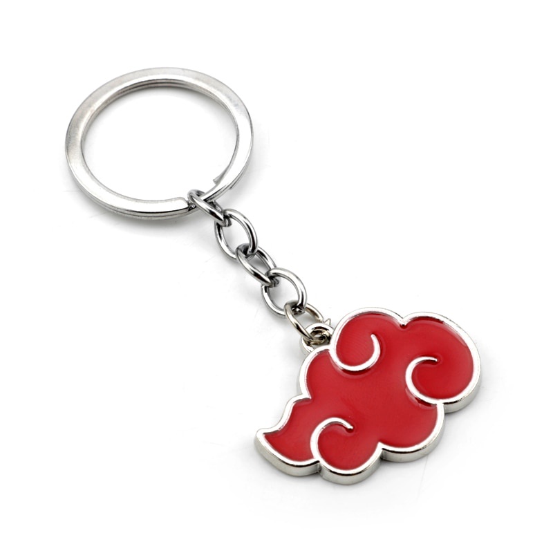 Naruto Ninja Kunai Weapon Modle Keyrings Konoha Symbol Akatsuki Red Cloud Pendant Key Chains Car Bags Keyfob Trinket
