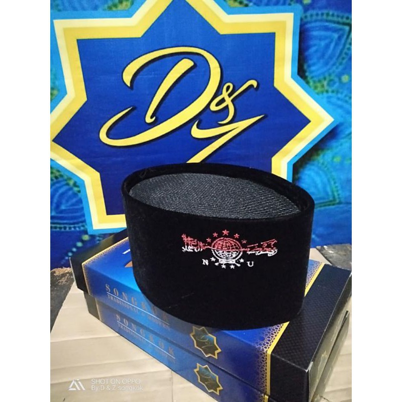 Peci Songkok Anak Dewasa Motif NU Merah putih full AC Beludru Import Premium Tinggi 9