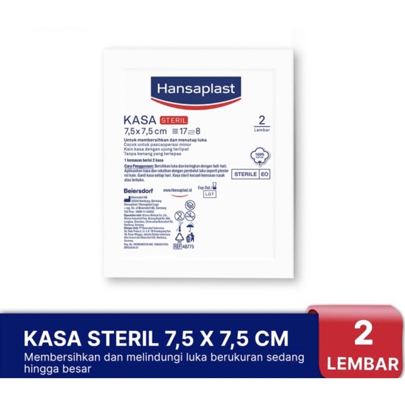 Kasa steril hansaplast 7,5 x 7,5 cm isi 2 pcs